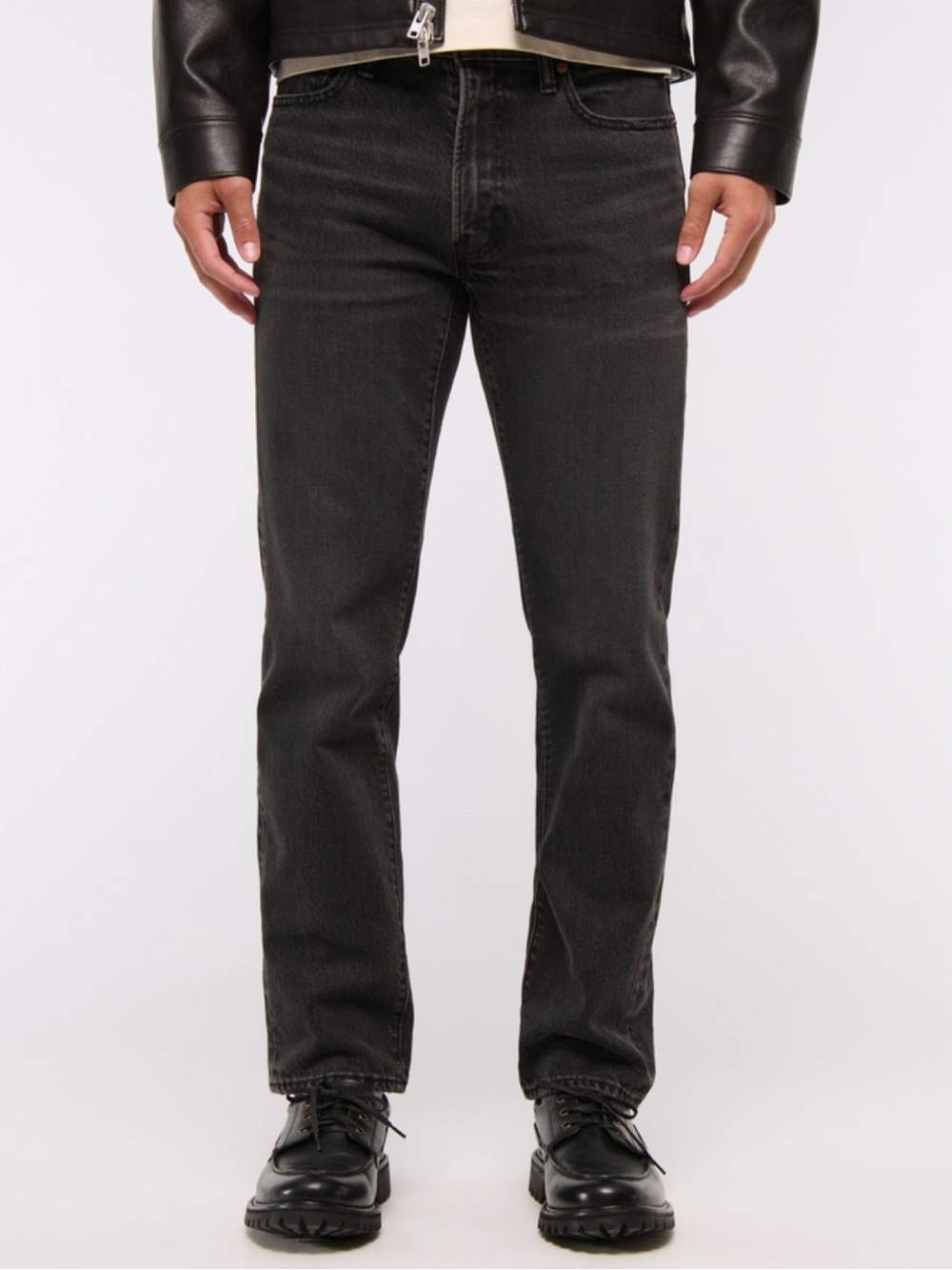 Abercrombie & Fitch Men's Vintage Stretch Straight Jeans in Washed Black